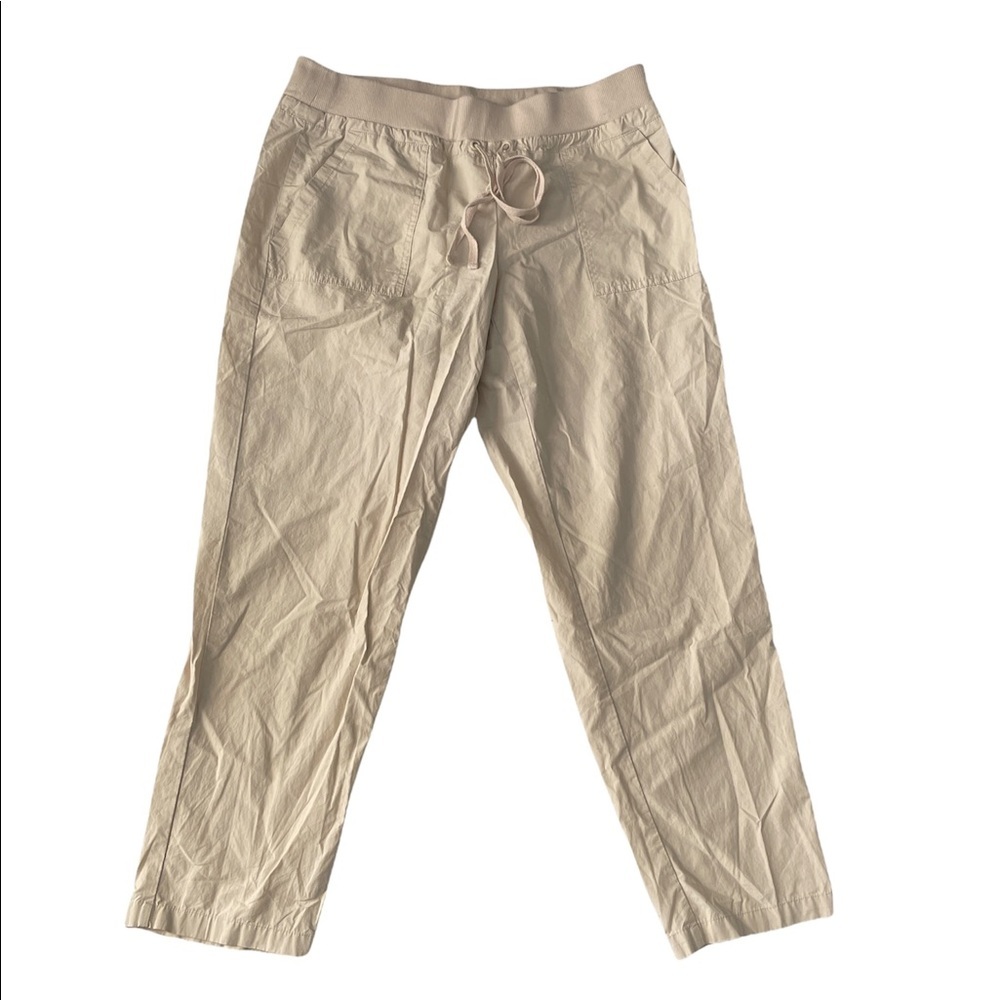 New York & Co Sport Cargo Capri Pants Women Small Mid Rise Khaki Drawstring Sz S